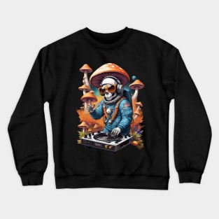 Techno Space Dj - Catsondrugs.com - lsd, acid, drugs, trippy, trip, psychedelic, hippie, drug, funny, science, rave, party, tumblr, weed, mushrooms Crewneck Sweatshirt